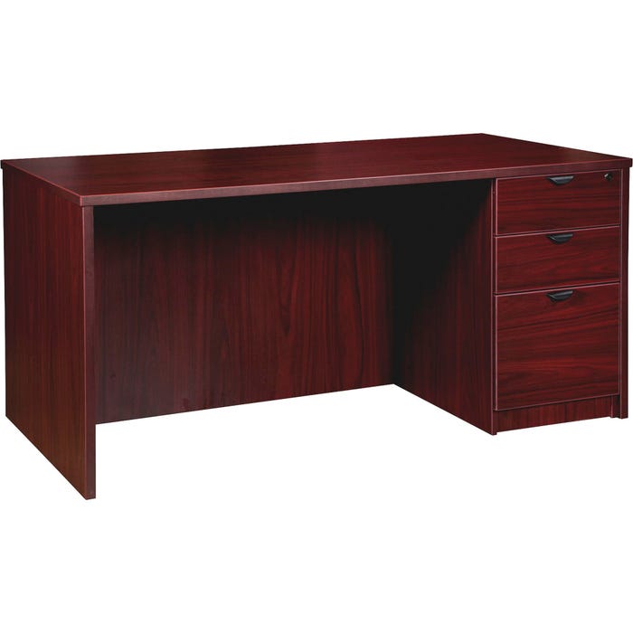 Lorell Prominence Laminate Desk, Full Right Pedestal, 60 x 30 x 29 Inches, Mahogany