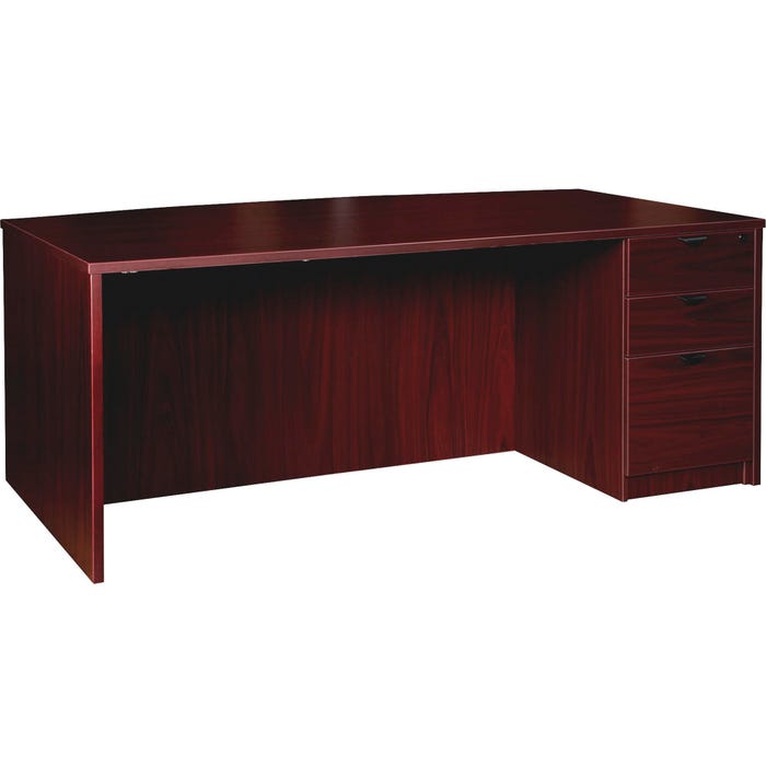 Lorell Prominence Laminate Desk, Full Right Pedestal, 72 x 42 x 29 Inches, Mahogany