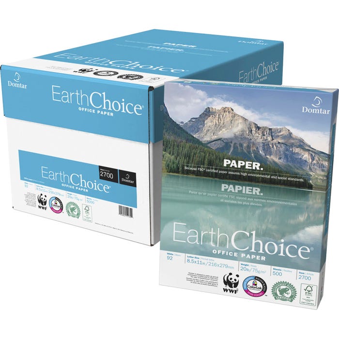 Domtar EarthChoice Copy Paper, 8-1/2 x 11 Inches, White, 5000 Sheets