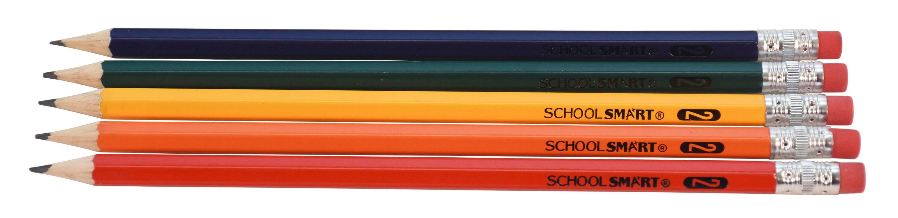 Image for School Smart No 2 Pencils, Hexagonal with Latex-Free Erasers, Assorted Body Colors, Pack of 144 from School Specialty