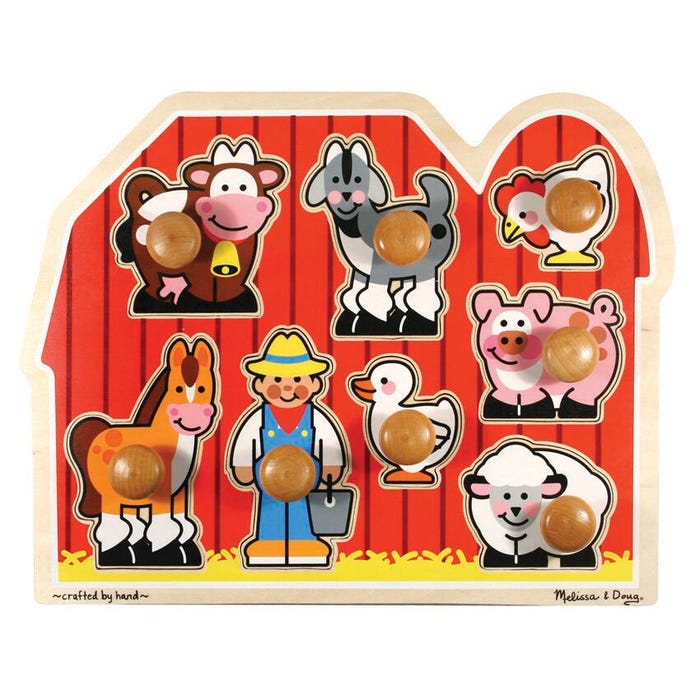 Melissa & Doug Farm Jumbo Knob Puzzle, 8 Pieces
