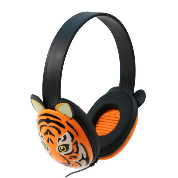 Califone Listening First 2810-BE Over-Ear Stereo Headphones, Inline Volume Control, 3.5mm Plug, Tiger