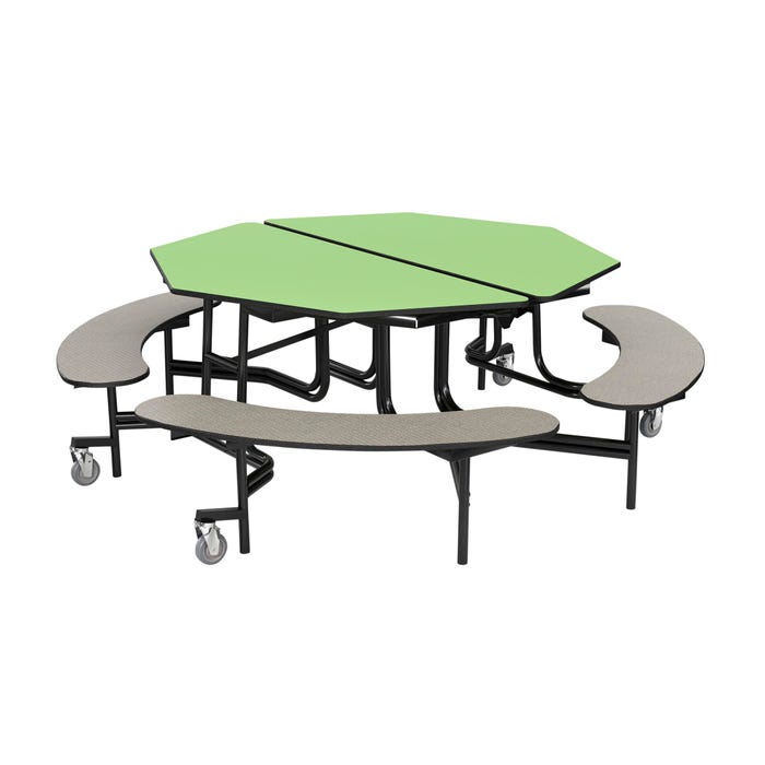 Classroom Select Mobile Table with Benches, Octagon, 60 Inches, LockEdge