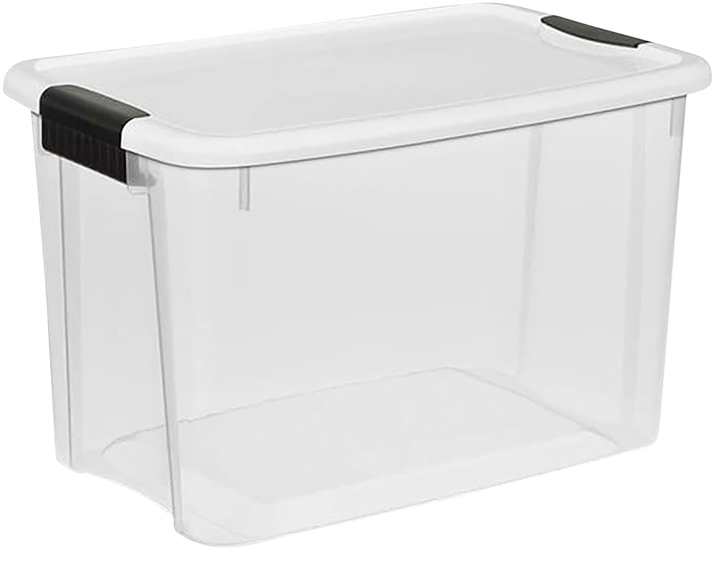 Sterilite Ultra Latch Storage Tote Box with White Lid, 30 qt, Clear 1415316