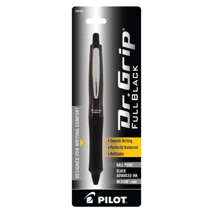 Pilot Dr. Grip FullBlack Advanced Ink Pen, Medium Point, Black Ink
