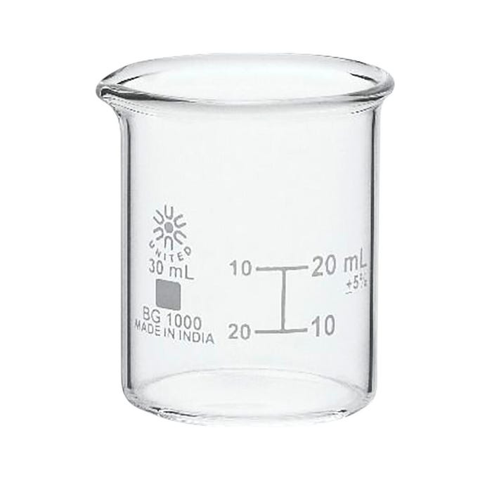 United Scientific Beakers, Low Form, Borosilicate glass, 30ml