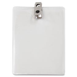 Advantus ID Badge Holder, w/ Clip, Vertical, Pack of 50, Clear