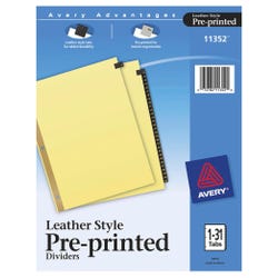 Avery 11352 Black Leather Preprinted Tab Dividers, 1 to 31, 8-1/2 x 11 Inches 2006208