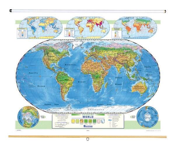 Nystrom Land Cover World Roller Map, Item Number 1398268