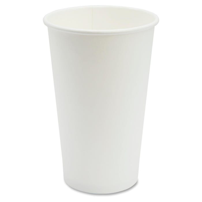 Genuine Joe Disposable Hot Cup, 16 oz, White, Pack of 50