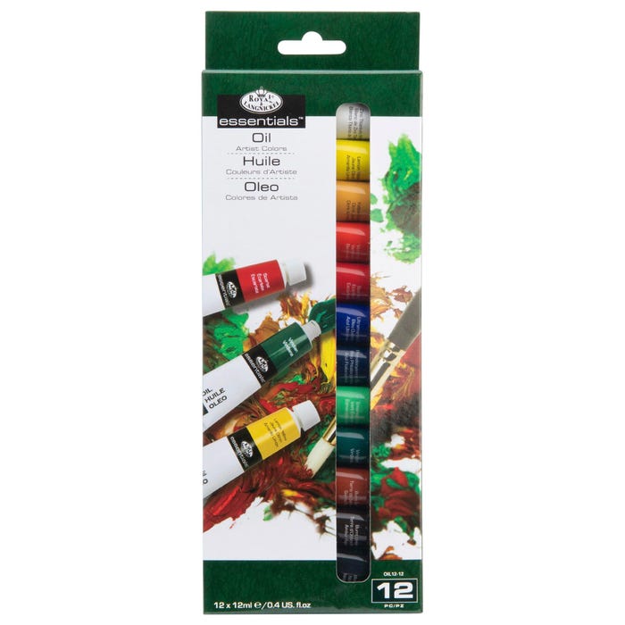Royal & Langnickel Essentials Oil Paint, 21 Milliliter Tubes, Assorted Colors, Set of 12