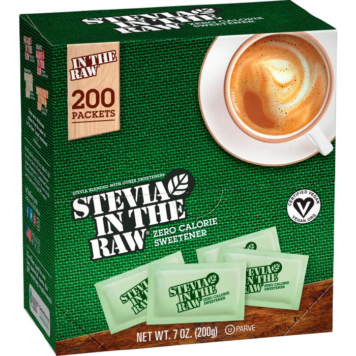 Stevia In The Raw Sweetener, Sugar Substitute, Stevia, 1 g Packet w/Dispenser, Pack of 200,GN