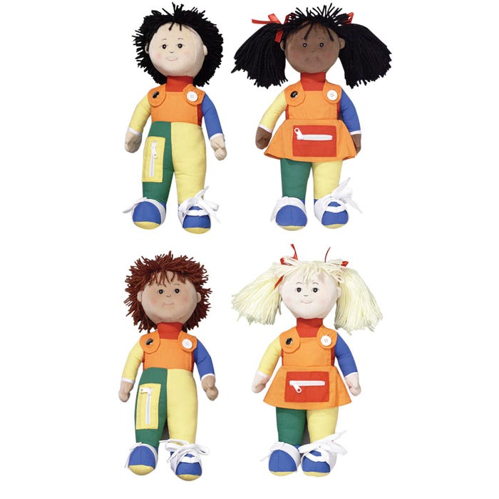 Children's Factory Learn-To-Dress Dolls, Set of 4