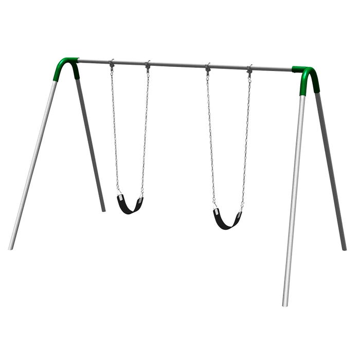 UltraPlay Bipod Single Bay Swings, Galvanized Frame, 2 Strap Seats, Green Yoke Connectors, 102 x 96 x 96 Inches