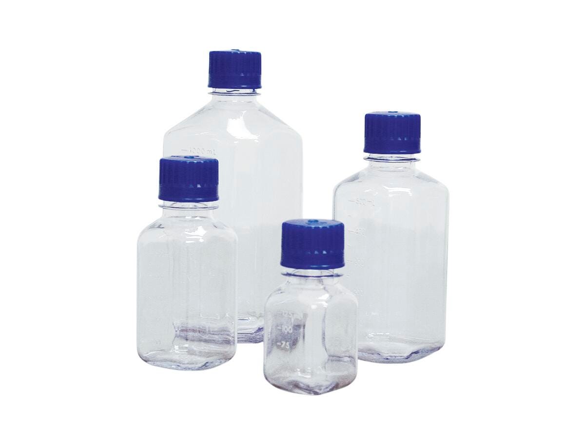 Image for Frey Scientific Square Polycarbonate Media Bottles - 125 mL - Pack of 6 from School Specialty