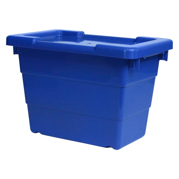 Shirley K's Cross Stack Bins with Lid, 25 x 15-1/2 x 8-3/4 Inches, Blue, Pack of 6