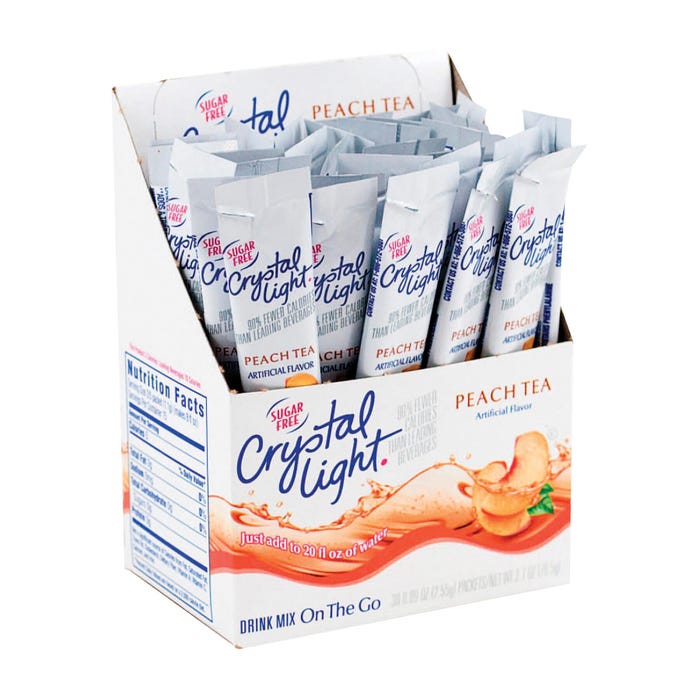 Crystal Light On-The-Go Peach Tea Mix Sticks, Pack of 30