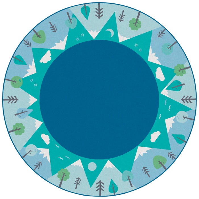 Carpets for Kids KIDSoft Tranquil Mountains Carpet, Round