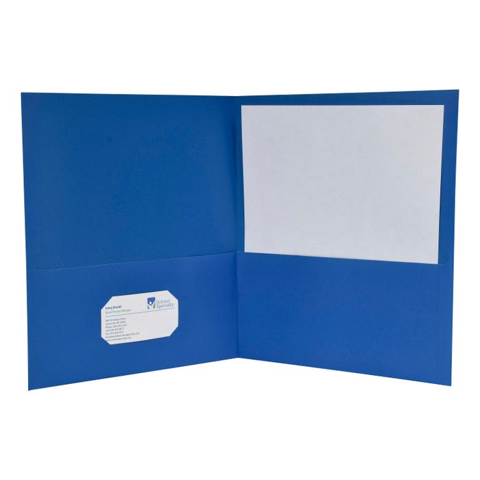 School Smart 2-Pocket Folders with No Brads, Dark Blue, Pack of 25