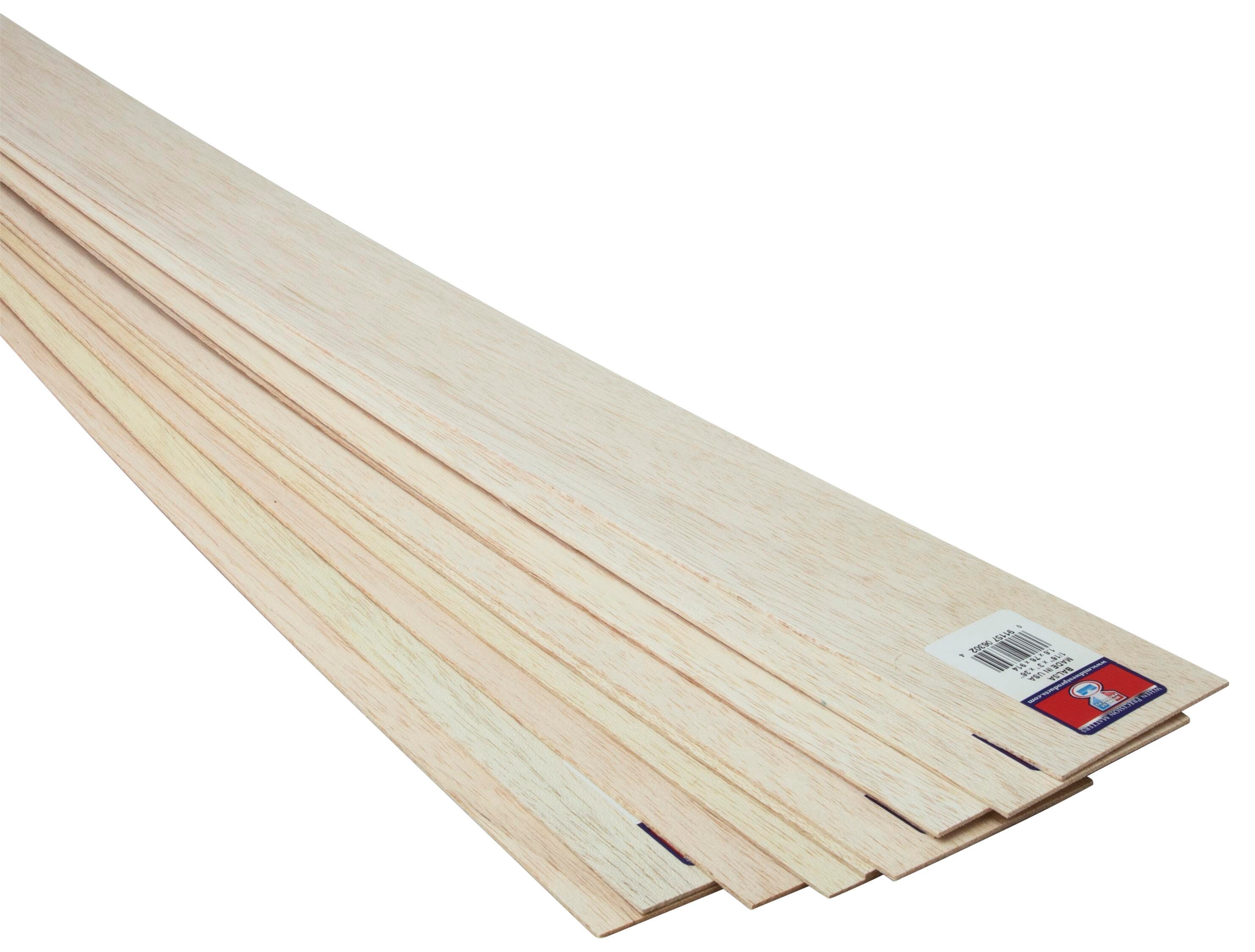 Saunders Midwest Balsa Sheets, 1/16 x 3 x 36 Inches, Pack of 10, Item Number 2090779