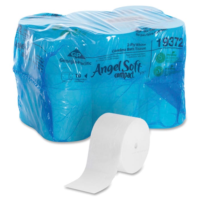 Angel Soft PS Coreless Toilet Paper Refill, 1125 Sheets per Roll, 2-Ply, Pack of 18