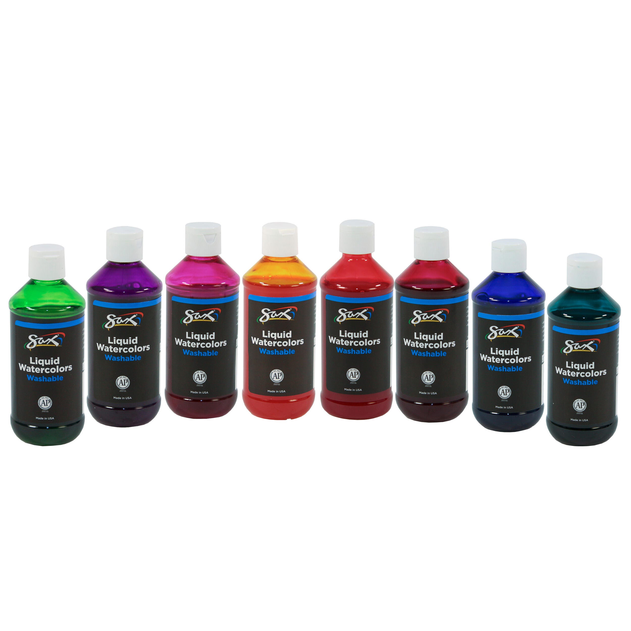 Sax Liquid Washable Watercolor Paint, 8 Ounces, Assorted Colors, Set of 8 1567858