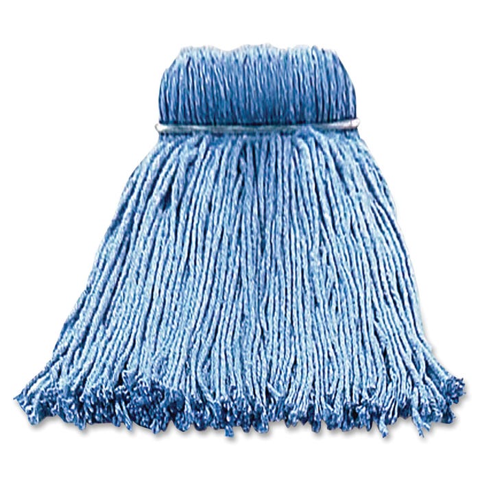 Layflat Screw-Type Cut End Wet Mophead, 16 Ounces, Blue