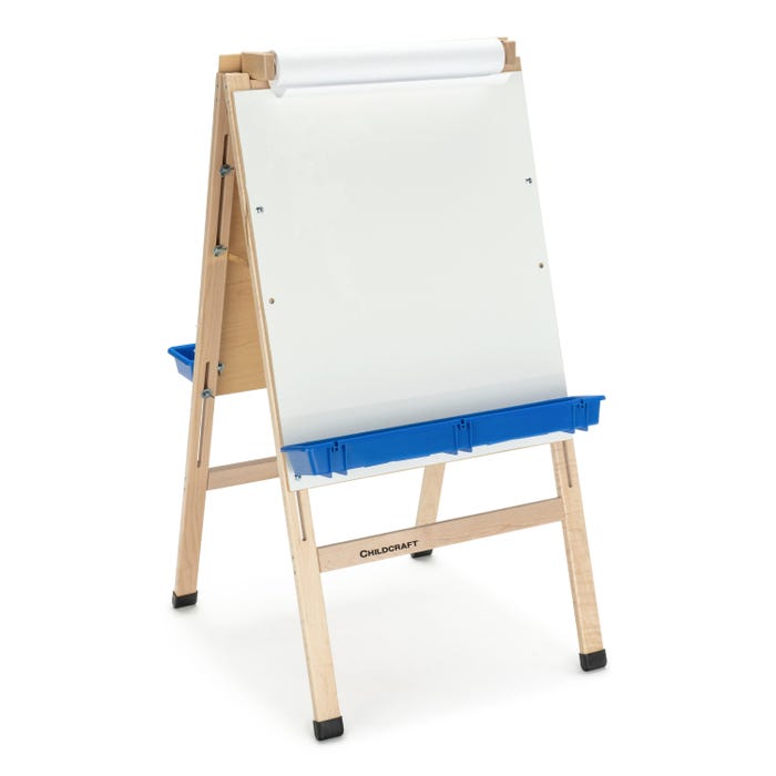Childcraft Double Adjustable Art Easel, Dry Erase Panels with Paper Roll, Holder, 24 x 26-5/8 x 44-1/2 Inches