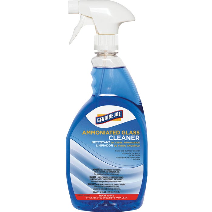 Genuine Joe Glass Cleaner, Conc, Portion Control Bottle, 32 oz, Pack of 6, DBE