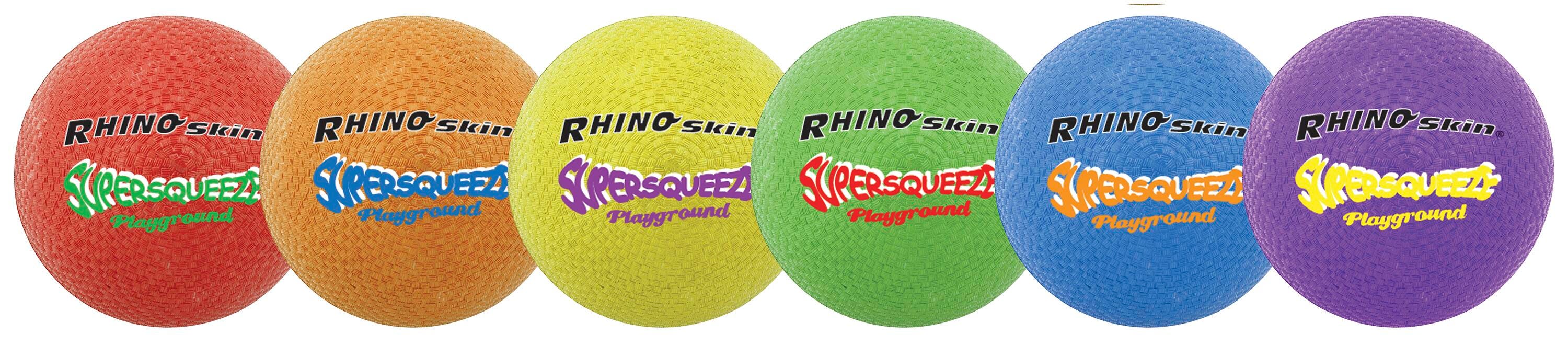 Champion Rhino Skin Super Squeeze Playground balls, Set of 6 colors, Item Number 1568488