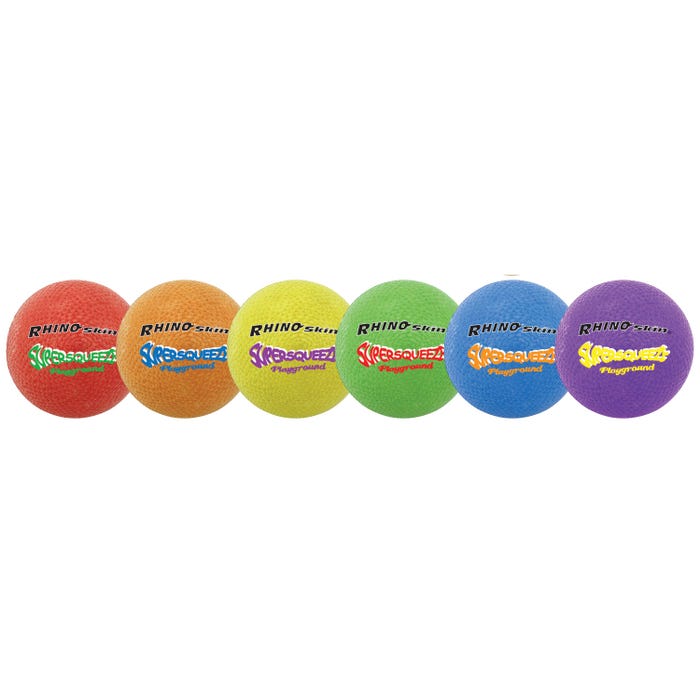 Champion Sports Rhino Skin Super Squeeze Playground Balls, 7-1/2 Inch, Set of 6 Colors