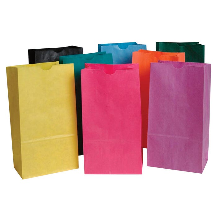 School Smart Paper Gift Bags, 6 x 11 Inches, Assorted Colors, Pack of 28