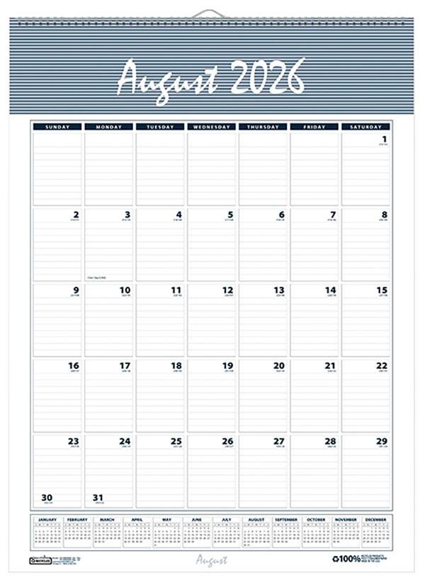 House of Doolittle Academic Wall Calendar, 12 Months, August 2026-July 2027, 15-1/2 x 22 Inches, Bar Harbor