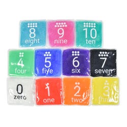 Abilitations Gel Bead Number Set, 5 x 5 Inches, 11 Pieces, Item Number 2091008