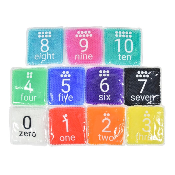 Abilitations Gel Bead Number Set, 5 x 5 Inches, 11 Pieces