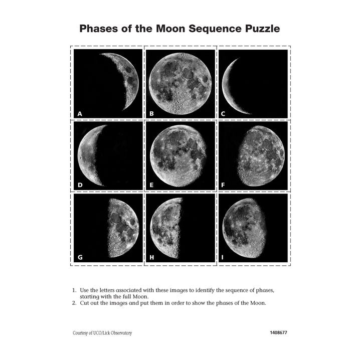 FOSS Phases of the Moon Puzzles, Pack of 9