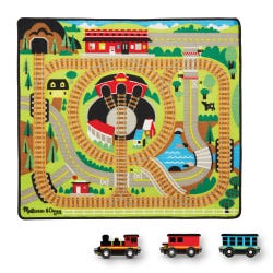 Melissa & Doug Round the Rails Train Rug, 36 x 39 Inches