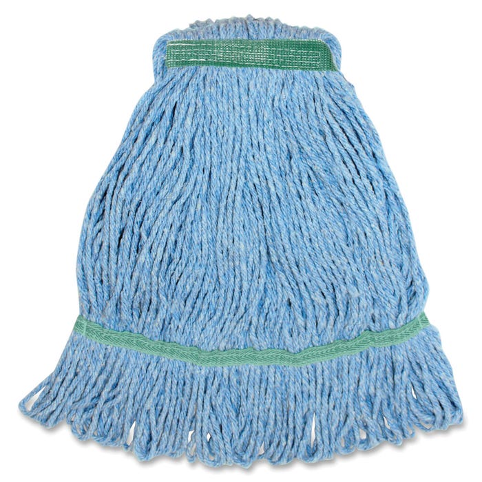 Genuine Joe Synthetic Blend Narrow Band Medium Mophead, Blue, Pack of 12