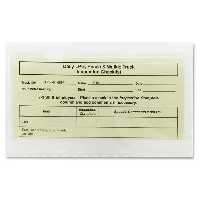 Smead Poly Non-Glare Self-Adhesive Pocket, 8 x 5, Clear, Pack of 100