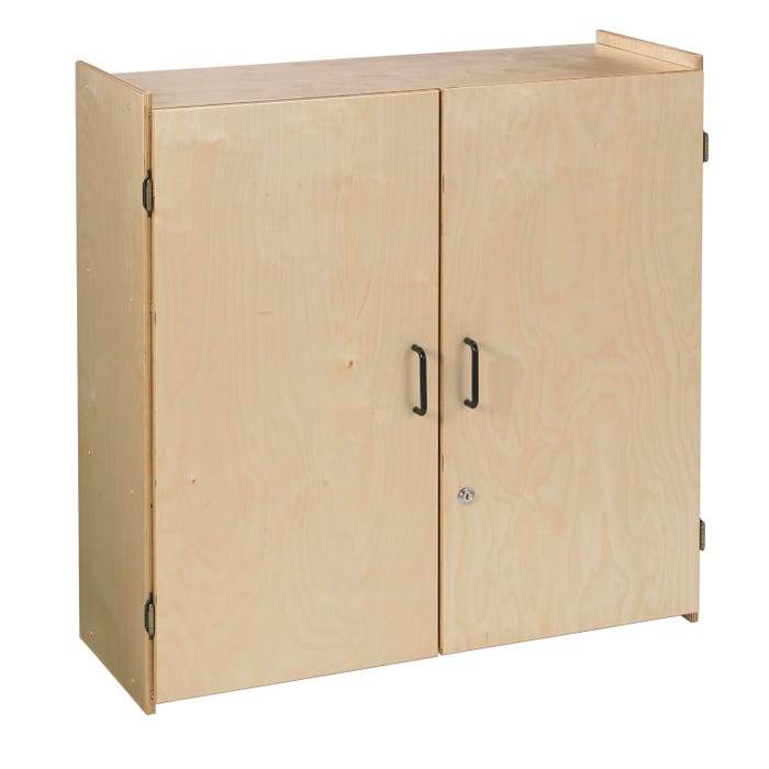 Childcraft Locking Wall-Storage Cabinet, 3 Shelves, 35-3/4 x 13-3/4 x 35-3/4 Inches