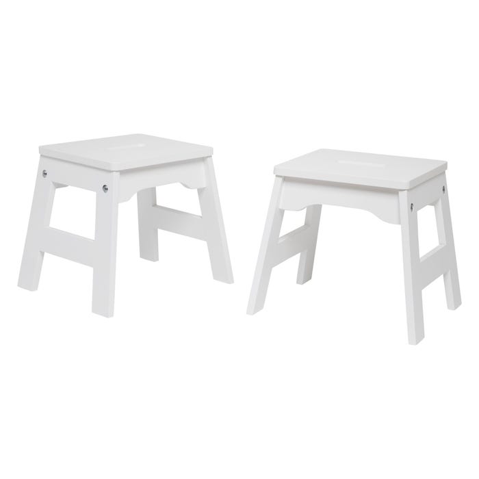 Melissa & Doug Wooden Stools, 12 x 11 x 11 Inches, White, Set of 2