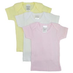 Bambini Girl's Rib Knit Pastel Short Sleeve T-Shirt, Newborn, Set of 3