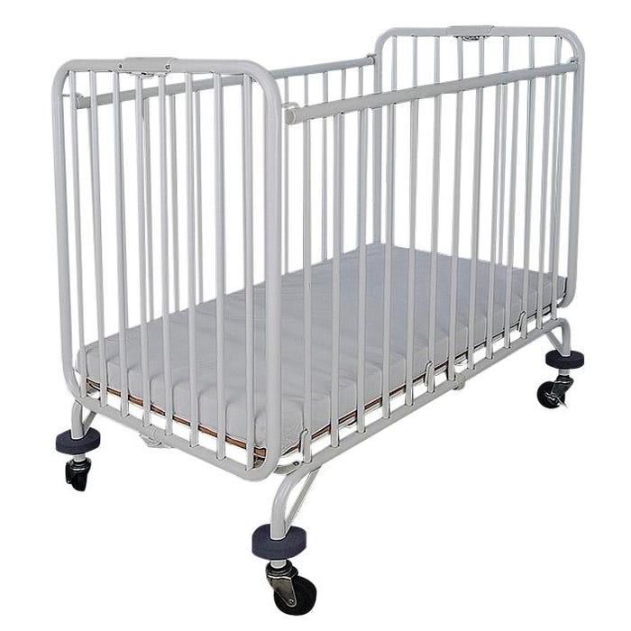 L.A. Baby Holiday Compact Crib with 2-Inch Mattress, 39-1/2 x 24-1/4 x 37-1/2 Inches, Metal, White