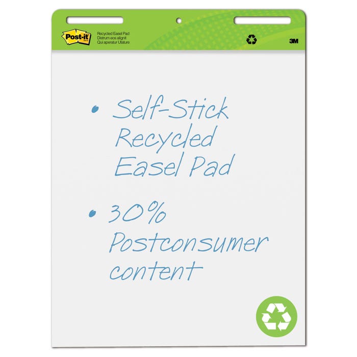 Post-it Recycled Easel Pad, 25 x 30 Inches, Unruled, White, Pack of 2