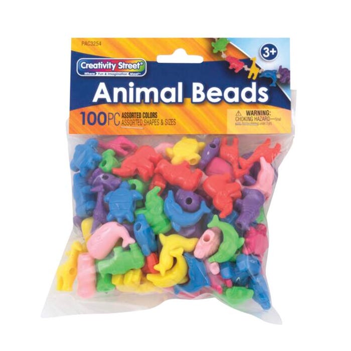 Creativity Street Plastic Pony Beads, Animal Shapes, Pack of 100