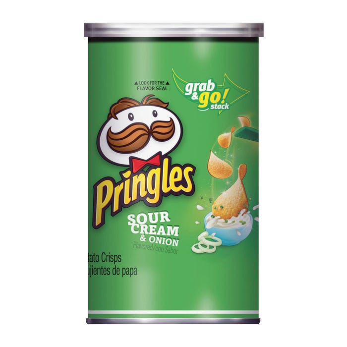 Pringles Sour Cream/Onion Potato Crisp, 2.5 oz, Pack of 12