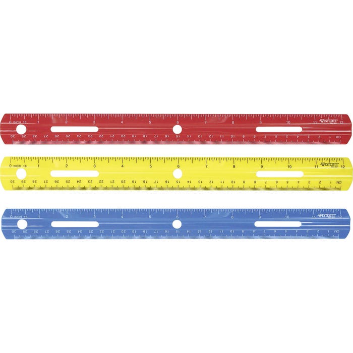Westcott Plastic Ruler, 12 Inches, Assorted Colors