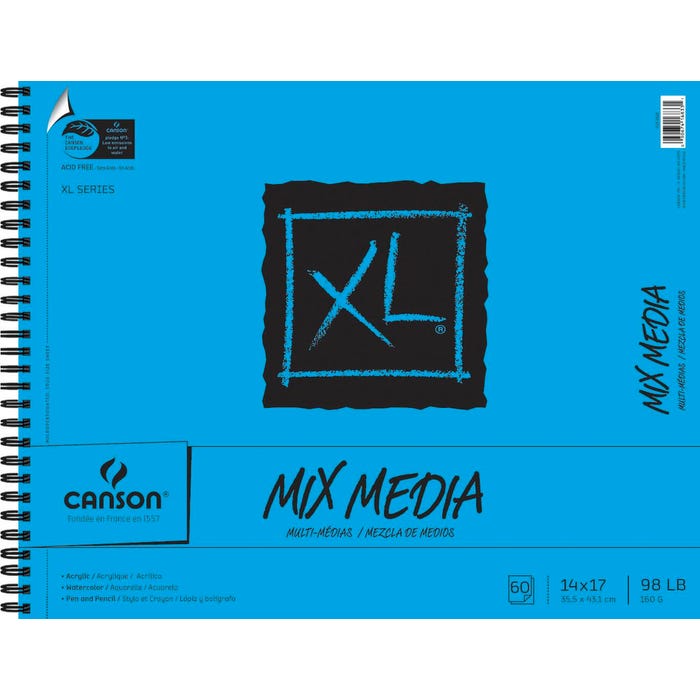 Canson XL Mixed Media Paper Pad, 98 lb, 14 x 17 Inches, 60 Sheets