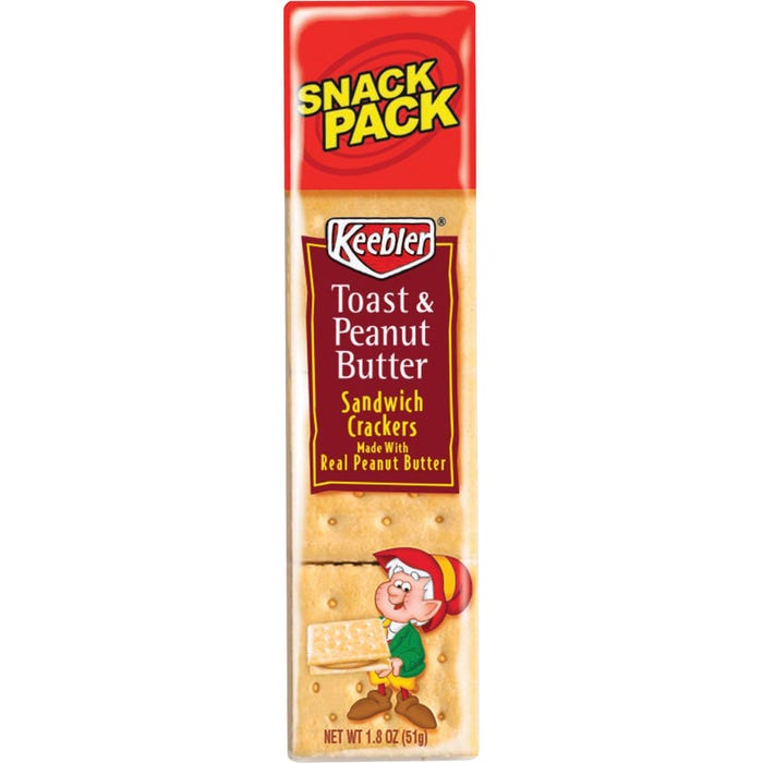 Keebler Kelloggs Toast and Peanut Butter Sandwich Cracker, 1.8 oz, Pack of 12