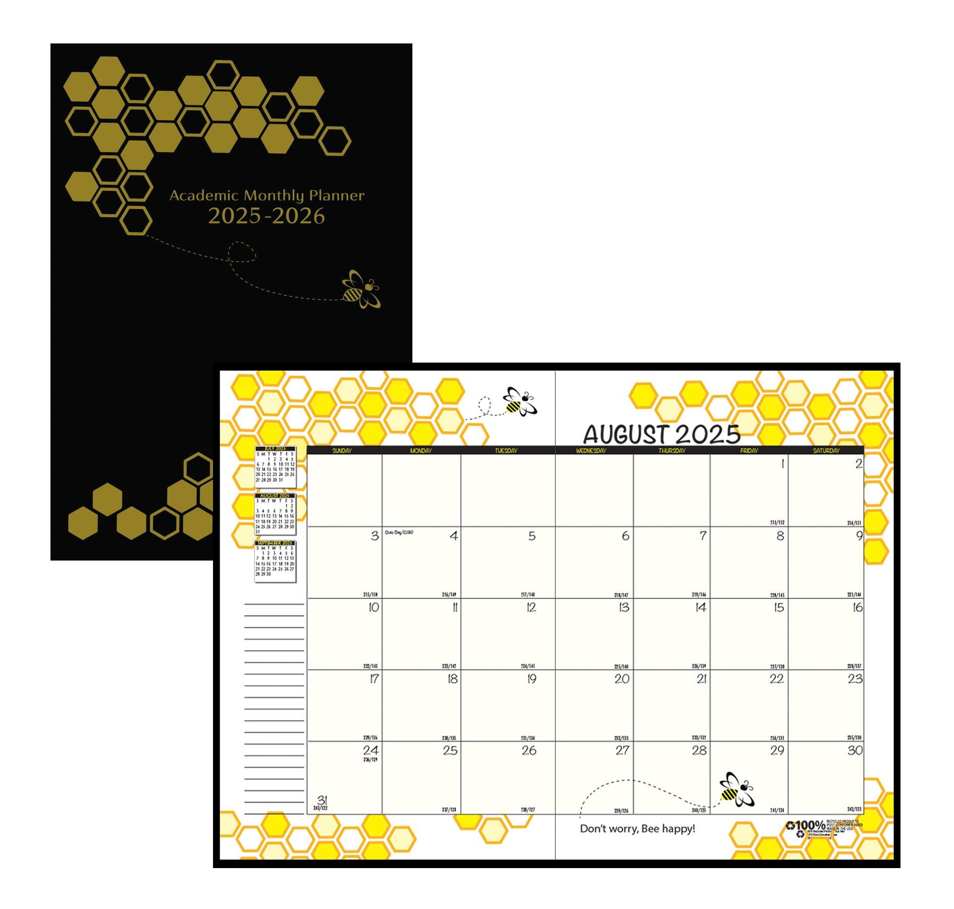 House of Doolittle, Recycled, Monthly Academic Planner, Honeycomb Graphics, August 2025-July 2026, 7 x 10 Inches 2151003